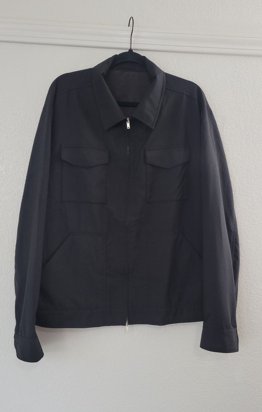 Massimo Dutti Mens XL Black 100% Wool Utility Field Jacket Made Portugal